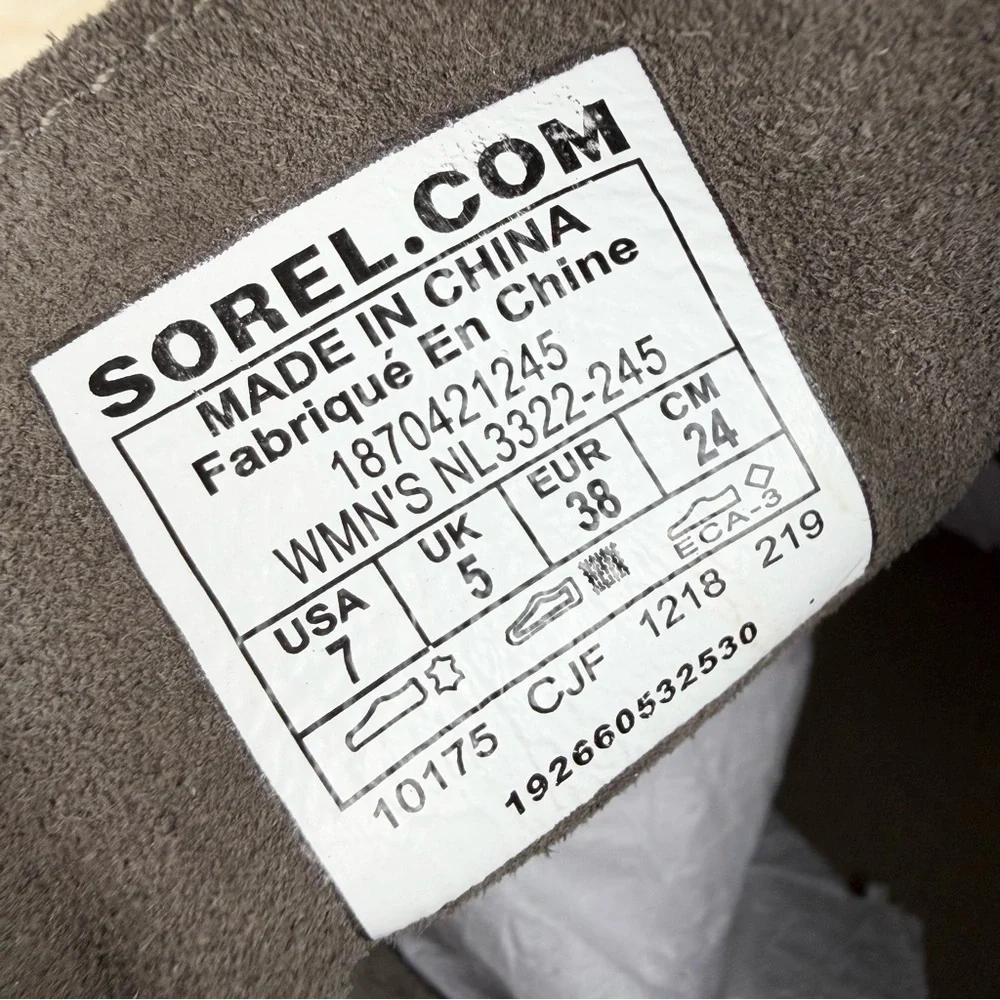 Sorel Evie Suede Lace-Up Wedge Boots Grey Size 7